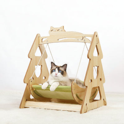 hamac balançoire pour chat en bois