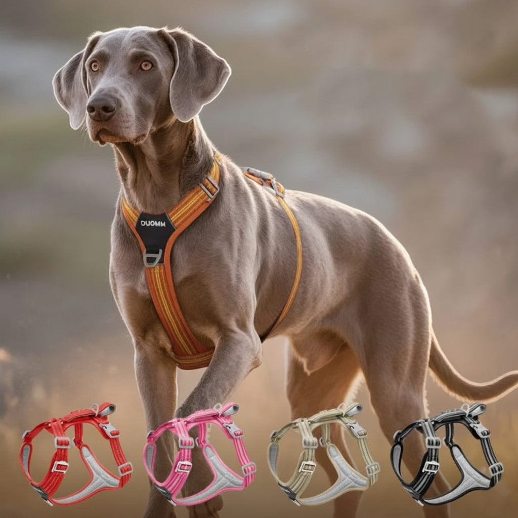Harnais confortable chien vue d'ensemble coloris disponibles et détails