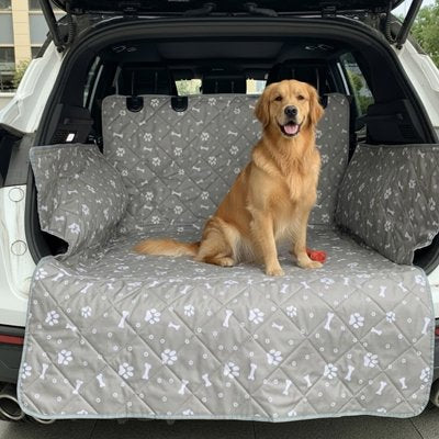 Protection siège voiture chien Oxford antidérapante – golden retriever dans coffre
