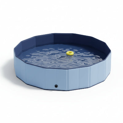 Piscine pour chiens pliable bleue vue de dessus – fond antidérapant