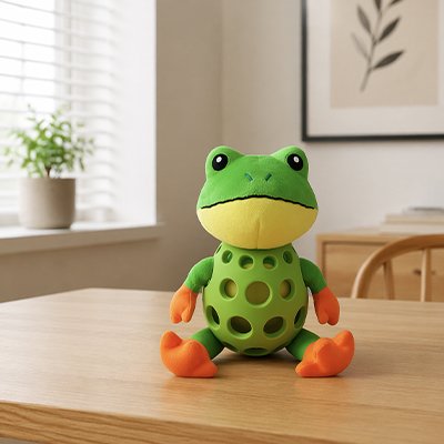 Jouet occupationnel chien grenouille TPR vert 19 cm