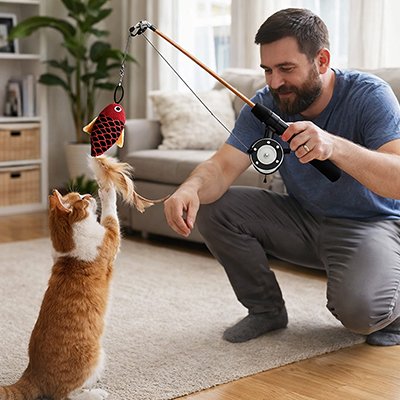 jouet pour Chat canne à pêche