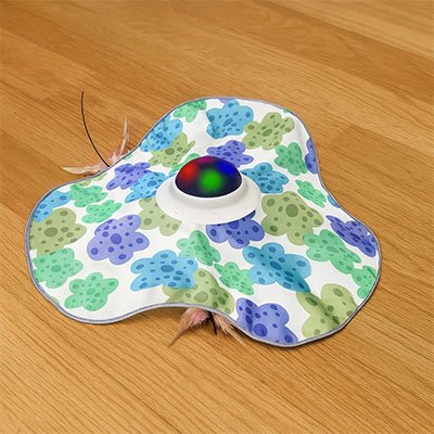 Jouet pour chat contre l'ennui – tapis de jeu avec boule rotative et plumes cachées