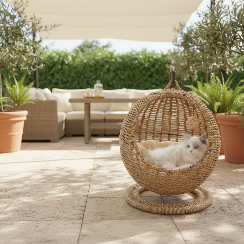 BALANÇOIRE POUR CHAT | Rotin Suspendue Royaume Animalier