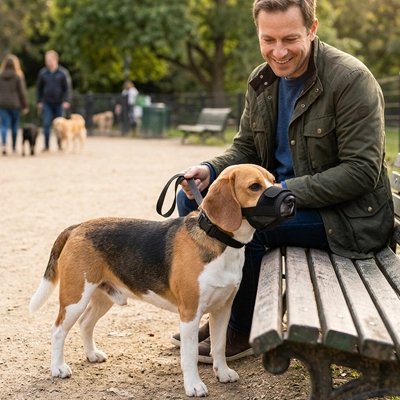 Muselière filet anti-morsure chien en promenade | CalmBark™ – Royaume Animalier
