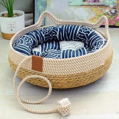 Panier chat osier maison de couchage