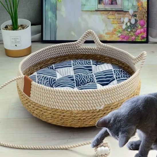 Panier chat osier résistant à l'usure