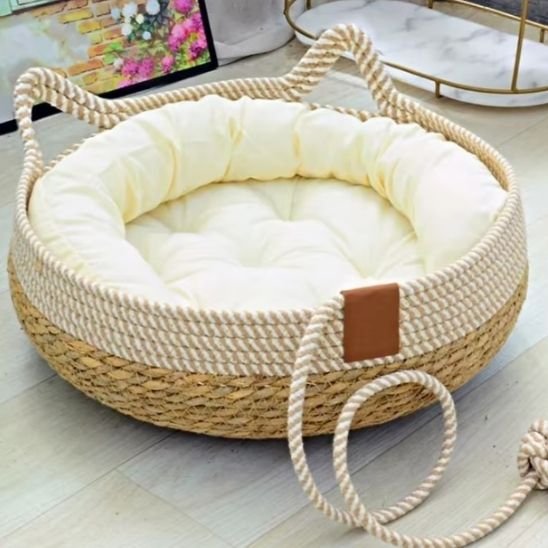 Panier chat osier tissé