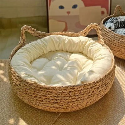 Panier en osier pour chien fait à la main - PawHaven™