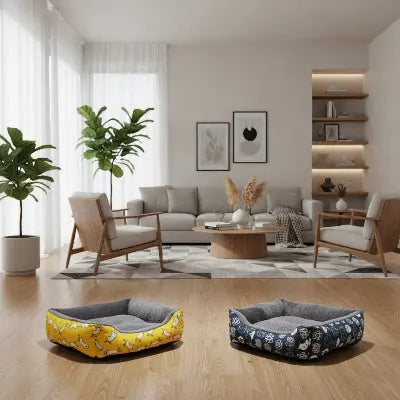 Panier pour Chien jaune et bleu