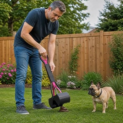 Utilisation de la pelle ramasse-crotte hygiénique avec un petit chien en extérieur