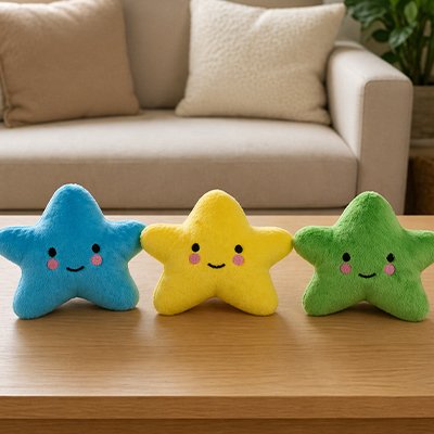 Peluche pour chien étoile - Bleu Jaune Vert
