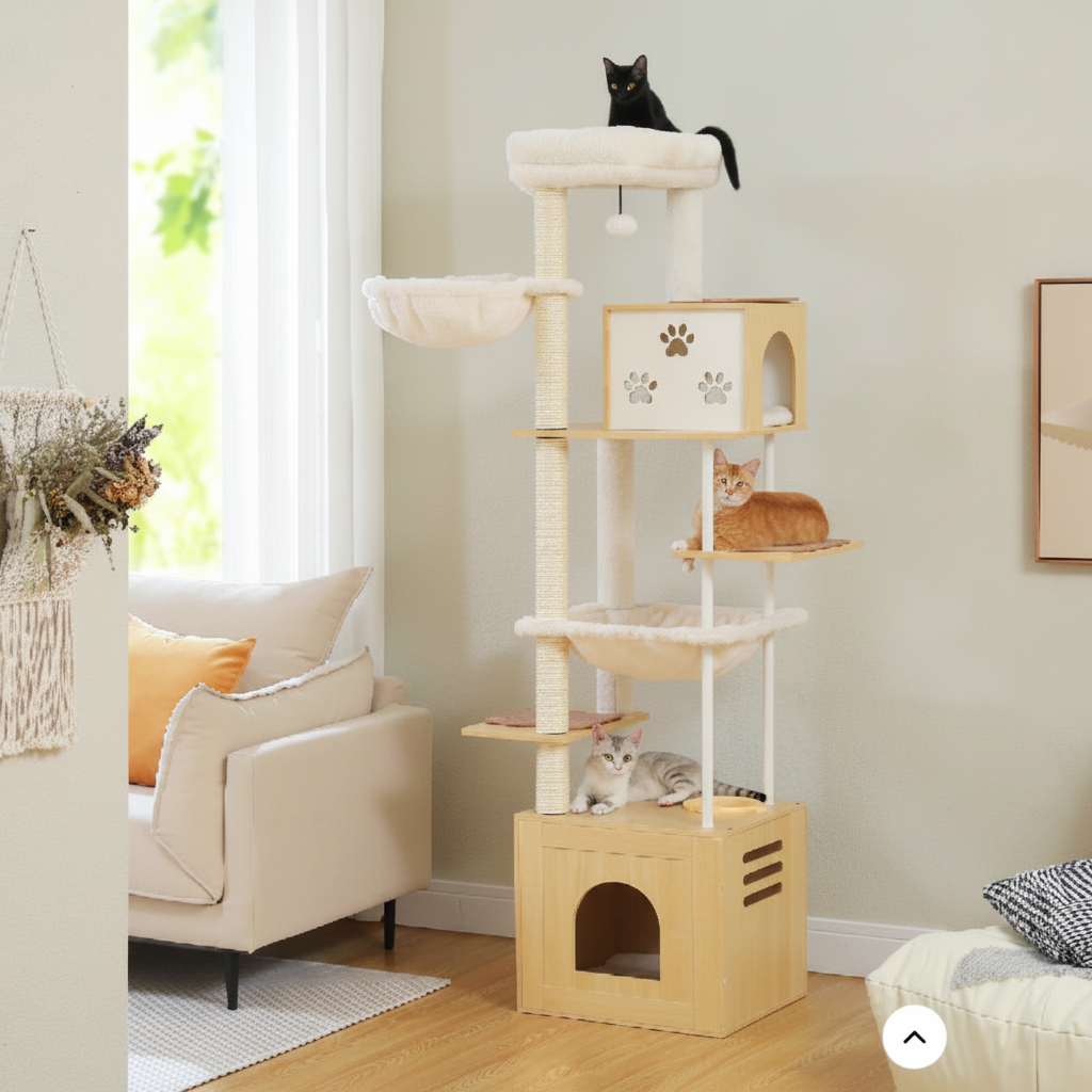 Photo lifestyle améliorée de l'arbre à chat