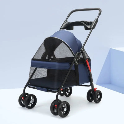 Poussette pour chien bleu