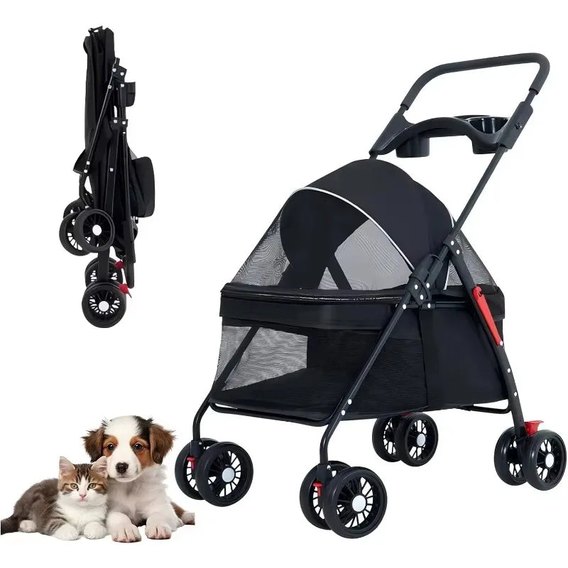 Poussette pour chien et chat pliable