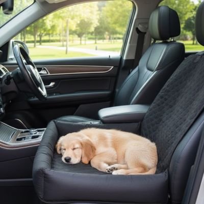 Chien allongé sur housse siège voiture – nylon imperméable lavable en machine