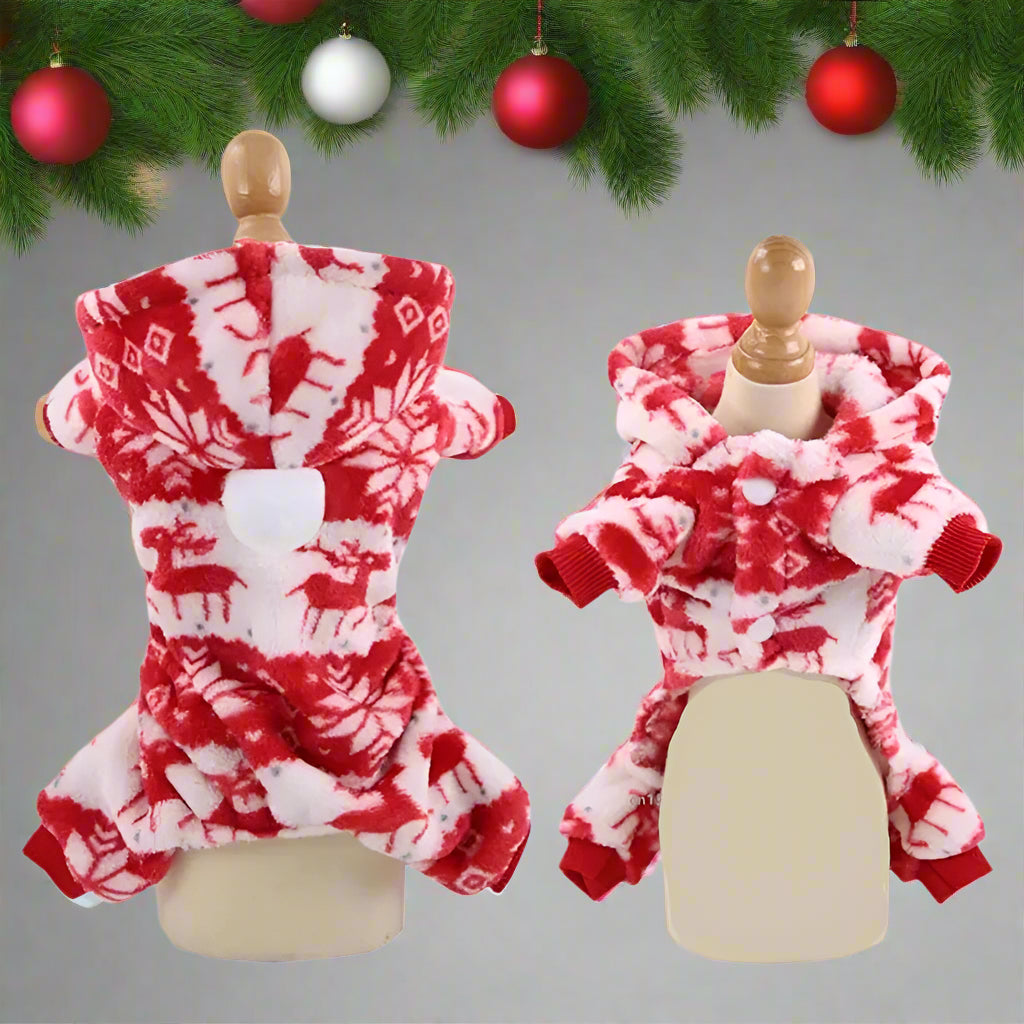 pull de noel chien rouge et blanc