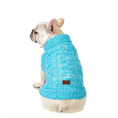 Pull en tricot pour chien bleu