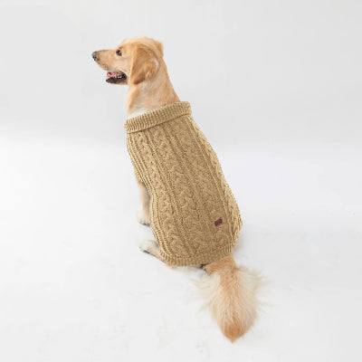 Pull en tricot pour chien kaki