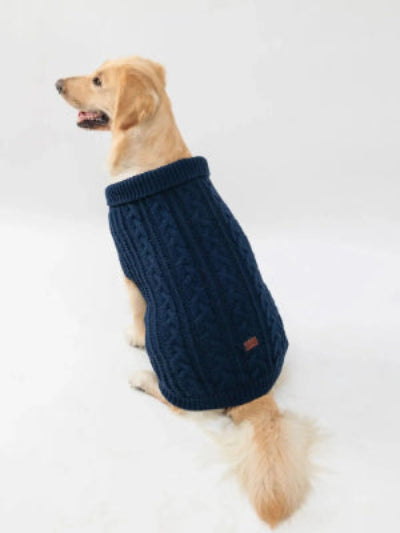 Pull en tricot pour chien marine