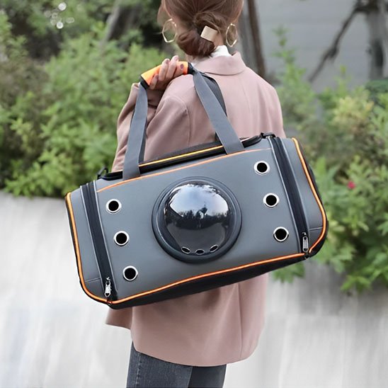 sac pour transporter chat avec bande orange