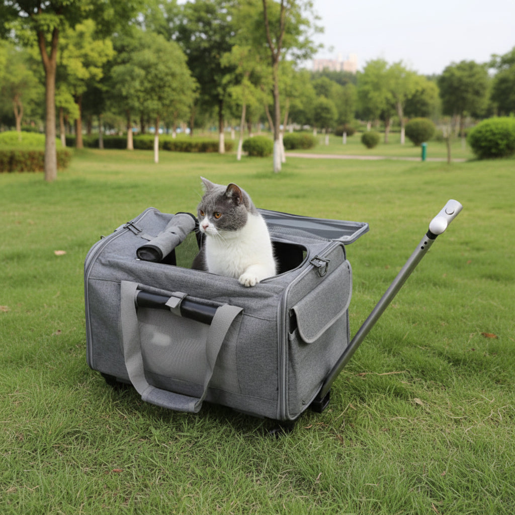 Sac transport chat genre valise à roulette