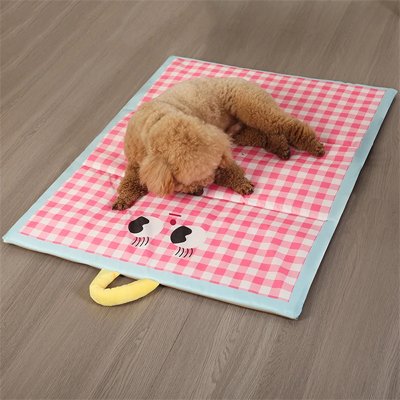 petit chien brun couché par terre sur Tapis pour chien rafraîchissant 