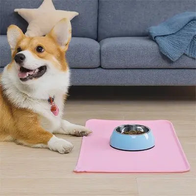 Tapis pour gamelle Chien rose