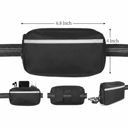 Laisse bungee chien avec pochette zippée amovible dimensions 6,8 x 4 pouces rangement téléphone, clés et sacs